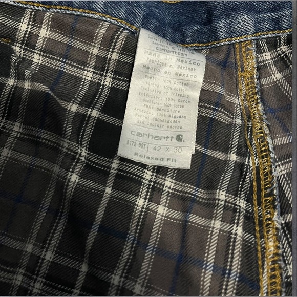 Vintage Carhartt Flannel Lined Denim Jeans 42 X 30 - Picture 5 of 5